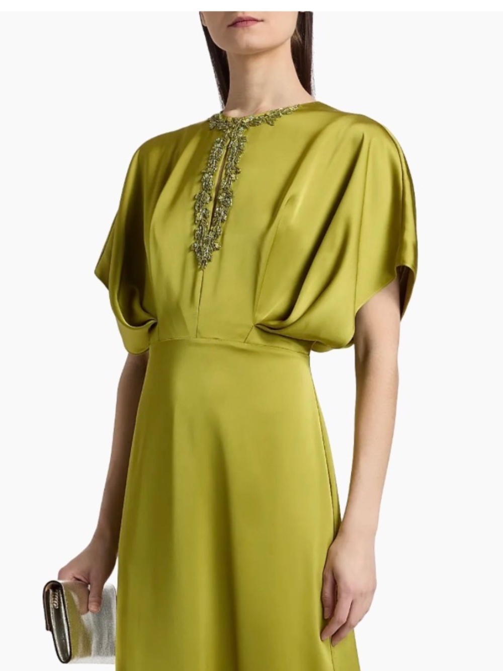 Theia Fern Draped Satin Keyhole Gown Fit and Flare Size Women’s U.S. 10
